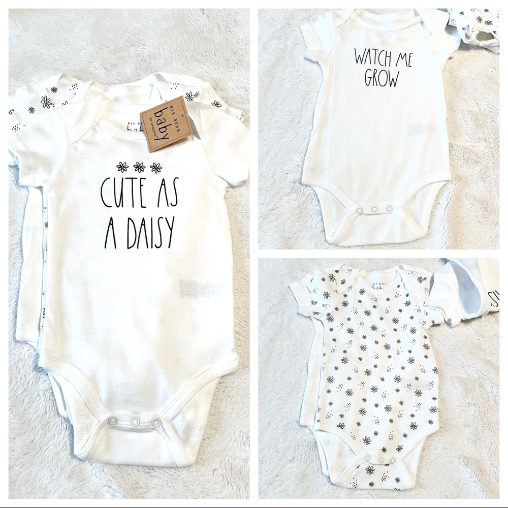 🆕Rae Dunn 3pk CUTE AS A DAISY Bodysuits